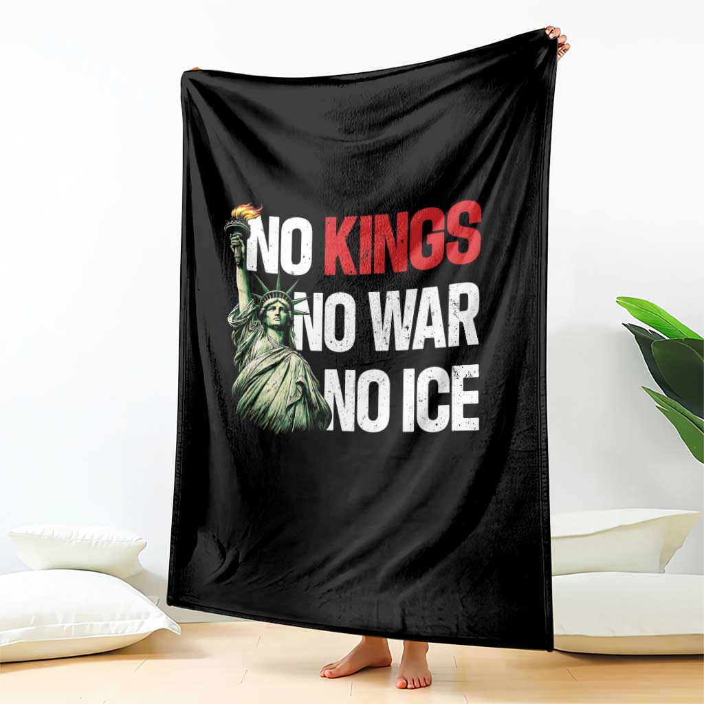 No Kings No Wars No Ice Statue of Liberty Throw Blanket American Flag Patriotic Protest Human Rights