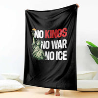 No Kings No Wars No Ice Statue of Liberty Throw Blanket American Flag Patriotic Protest Human Rights