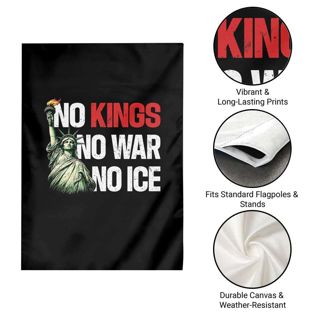 No Kings No Wars No Ice Statue of Liberty Garden Flag American Flag Patriotic Protest Human Rights