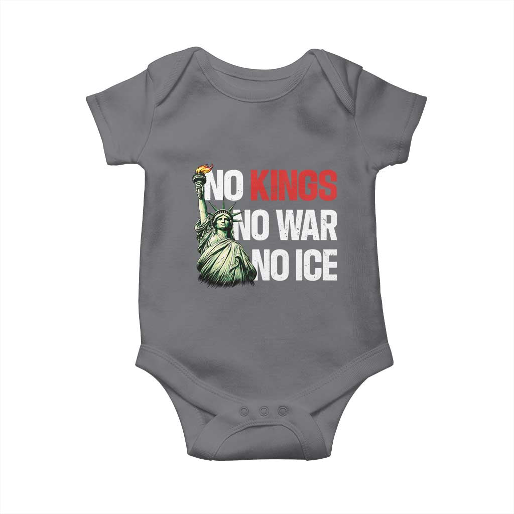 No Kings No Wars No Ice Statue of Liberty Baby Onesie American Flag Patriotic Protest Human Rights