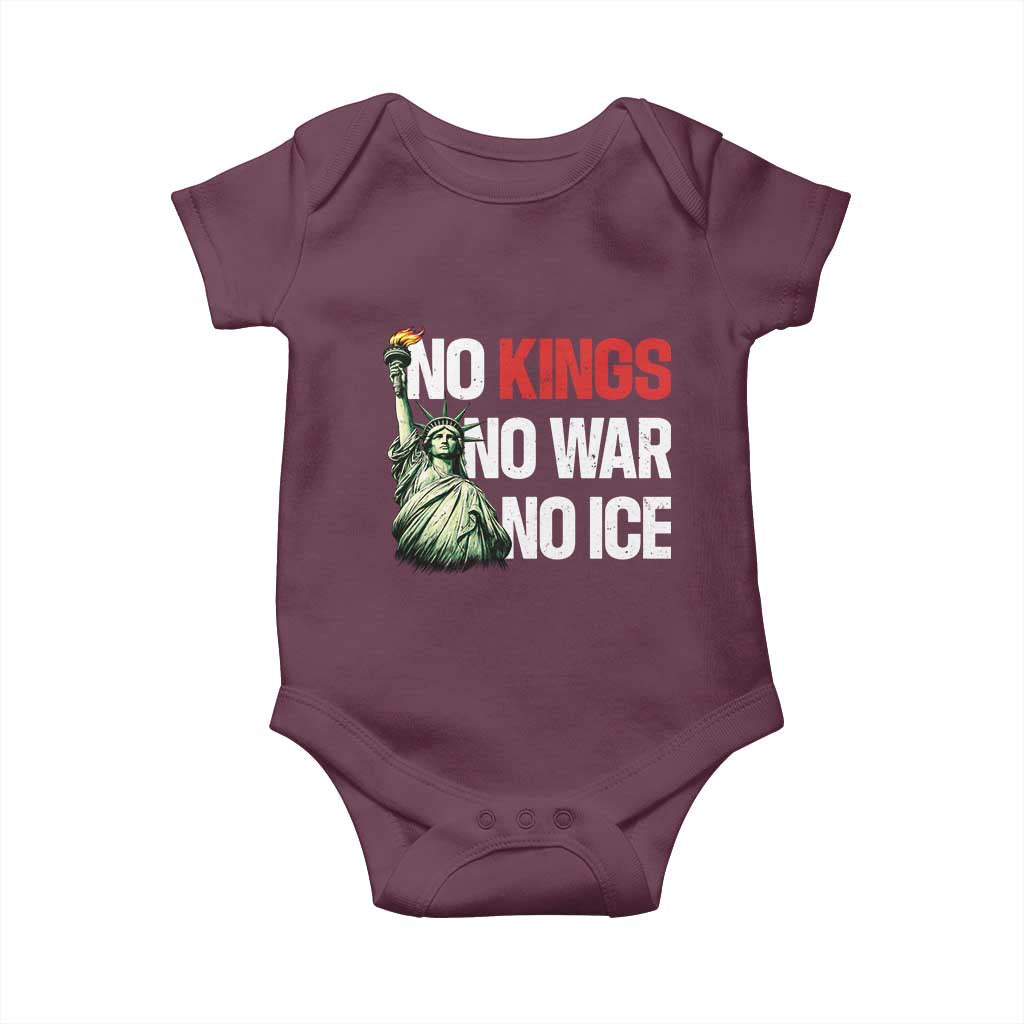 No Kings No Wars No Ice Statue of Liberty Baby Onesie American Flag Patriotic Protest Human Rights