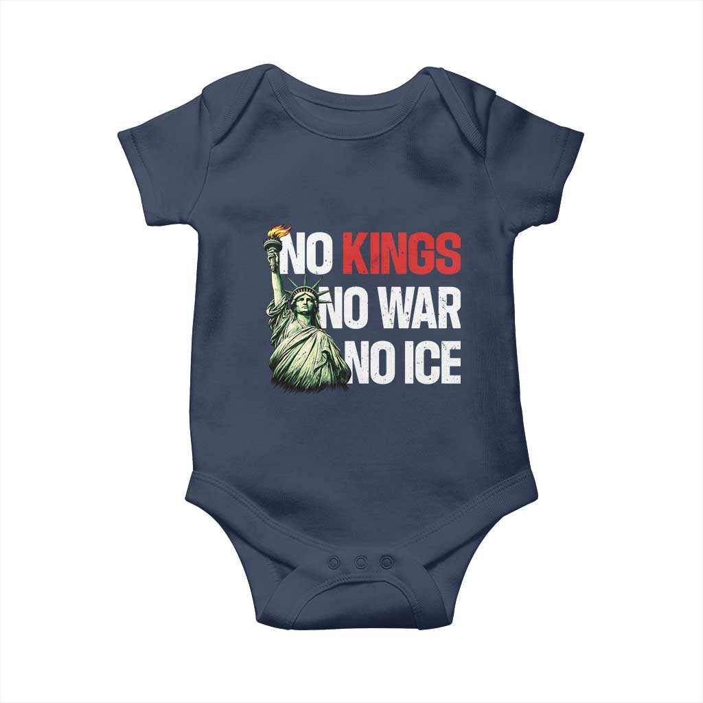No Kings No Wars No Ice Statue of Liberty Baby Onesie American Flag Patriotic Protest Human Rights
