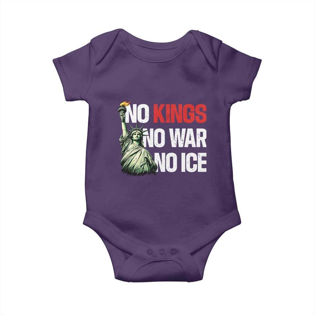 No Kings No Wars No Ice Statue of Liberty Baby Onesie American Flag Patriotic Protest Human Rights