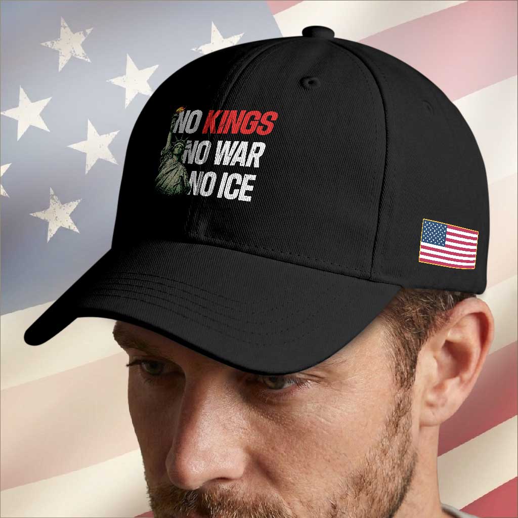 No Kings No Wars No Ice Statue of Liberty Baseball Cap American Flag Patriotic Protest Human Rights