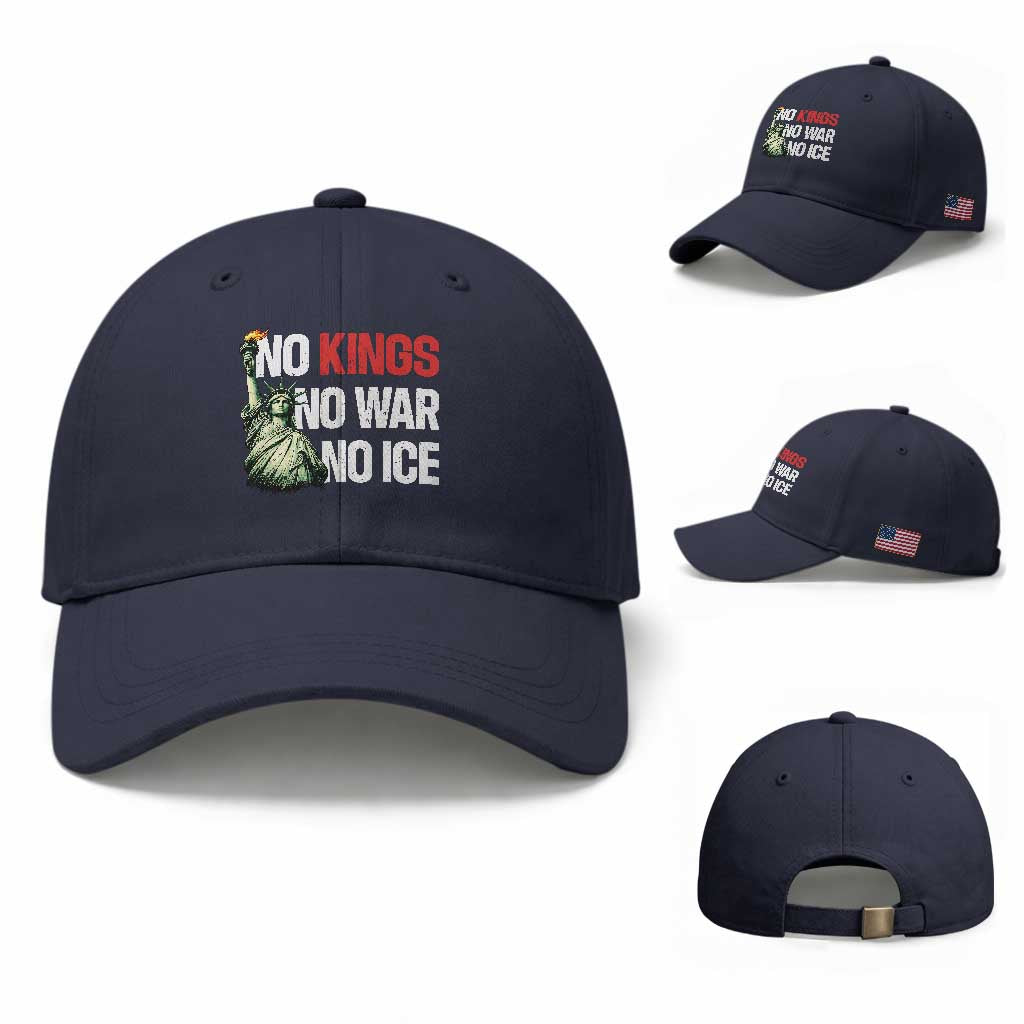 No Kings No Wars No Ice Statue of Liberty Baseball Cap American Flag Patriotic Protest Human Rights