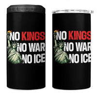 No Kings No Wars No Ice Statue of Liberty 4 in 1 Can Cooler Tumbler American Flag Patriotic Protest Human Rights