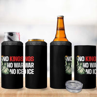No Kings No Wars No Ice Statue of Liberty 4 in 1 Can Cooler Tumbler American Flag Patriotic Protest Human Rights