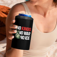 No Kings No Wars No Ice Statue of Liberty 4 in 1 Can Cooler Tumbler American Flag Patriotic Protest Human Rights