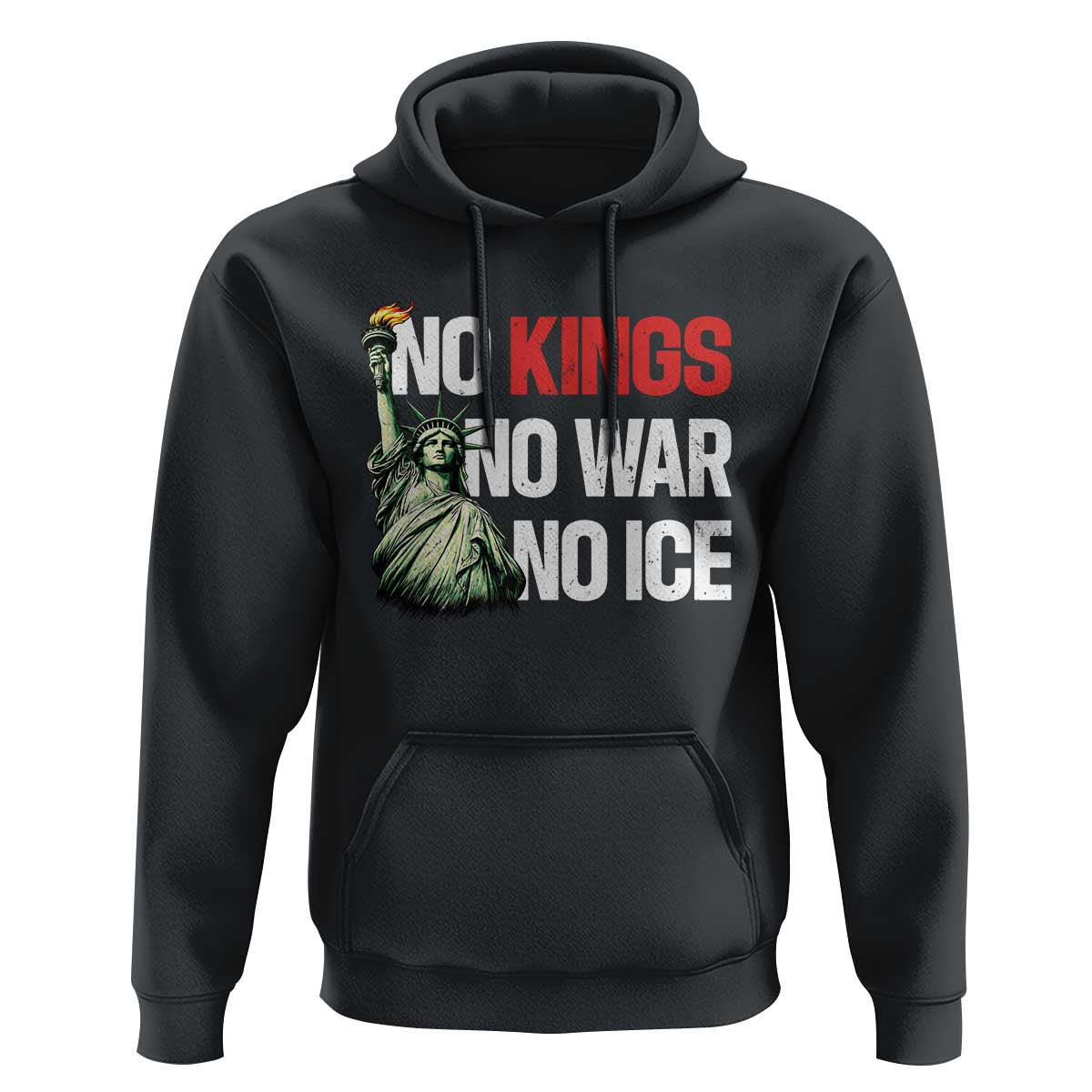 No Kings No Wars No Ice Statue of Liberty Hoodie American Flag Patriotic Protest Human Rights