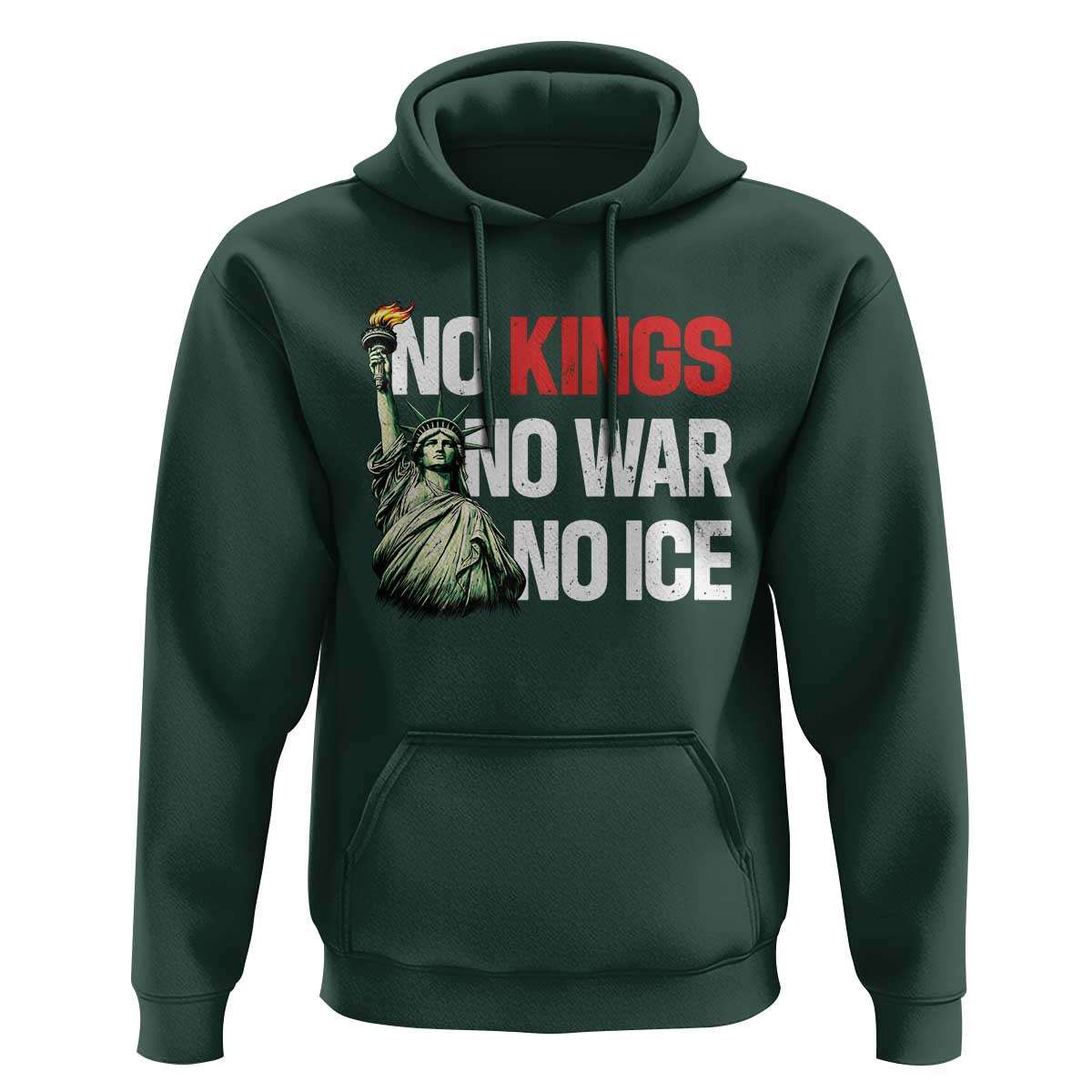 No Kings No Wars No Ice Statue of Liberty Hoodie American Flag Patriotic Protest Human Rights