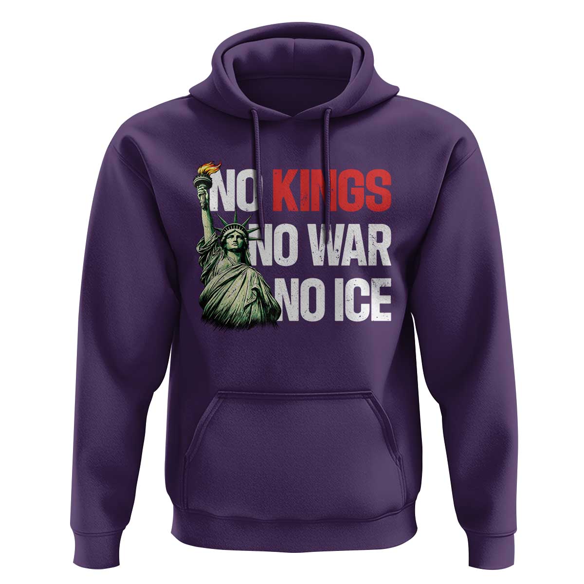 No Kings No Wars No Ice Statue of Liberty Hoodie American Flag Patriotic Protest Human Rights