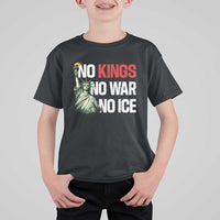 No Kings No Wars No Ice Statue of Liberty T Shirt For Kid American Flag Patriotic Protest Human Rights