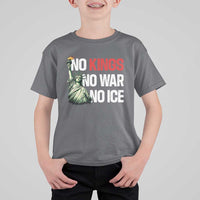 No Kings No Wars No Ice Statue of Liberty T Shirt For Kid American Flag Patriotic Protest Human Rights