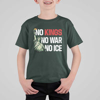 No Kings No Wars No Ice Statue of Liberty T Shirt For Kid American Flag Patriotic Protest Human Rights