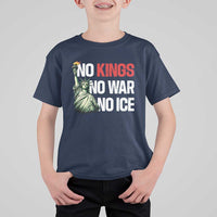 No Kings No Wars No Ice Statue of Liberty T Shirt For Kid American Flag Patriotic Protest Human Rights