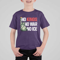 No Kings No Wars No Ice Statue of Liberty T Shirt For Kid American Flag Patriotic Protest Human Rights
