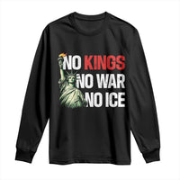 No Kings No Wars No Ice Statue of Liberty Long Sleeve Shirt American Flag Patriotic Protest Human Rights