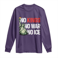 No Kings No Wars No Ice Statue of Liberty Long Sleeve Shirt American Flag Patriotic Protest Human Rights