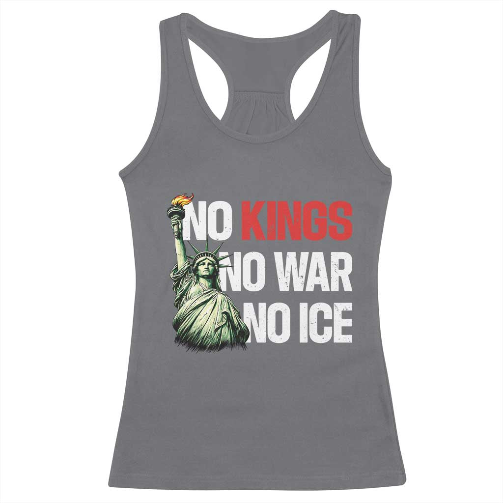 No Kings No Wars No Ice Statue of Liberty Racerback Tank Top American Flag Patriotic Protest Human Rights