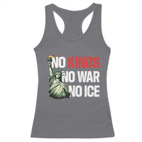No Kings No Wars No Ice Statue of Liberty Racerback Tank Top American Flag Patriotic Protest Human Rights
