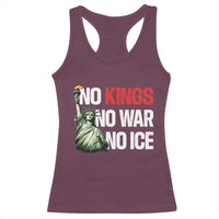 No Kings No Wars No Ice Statue of Liberty Racerback Tank Top American Flag Patriotic Protest Human Rights