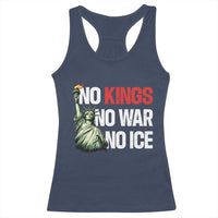 No Kings No Wars No Ice Statue of Liberty Racerback Tank Top American Flag Patriotic Protest Human Rights