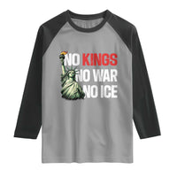 No Kings No Wars No Ice Statue of Liberty Raglan Shirt American Flag Patriotic Protest Human Rights