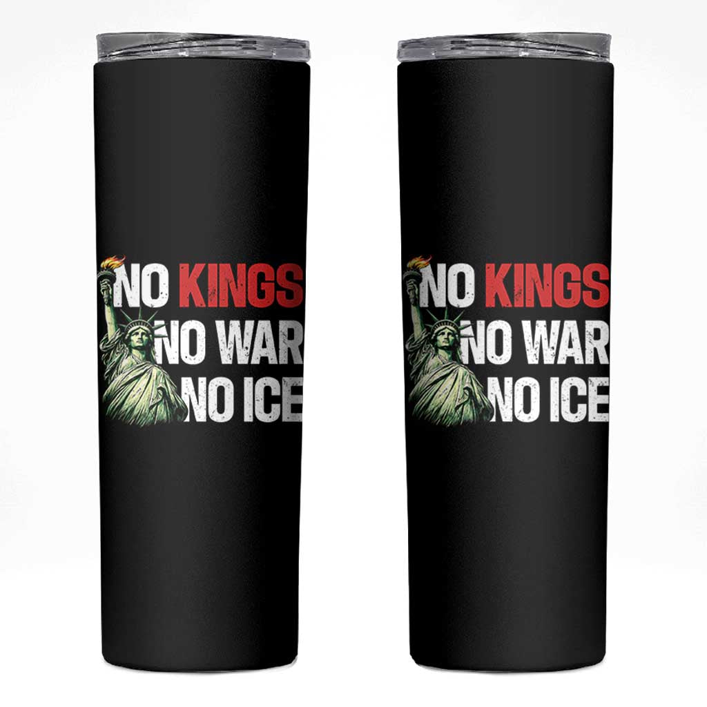 No Kings No Wars No Ice Statue of Liberty Skinny Tumbler American Flag Patriotic Protest Human Rights