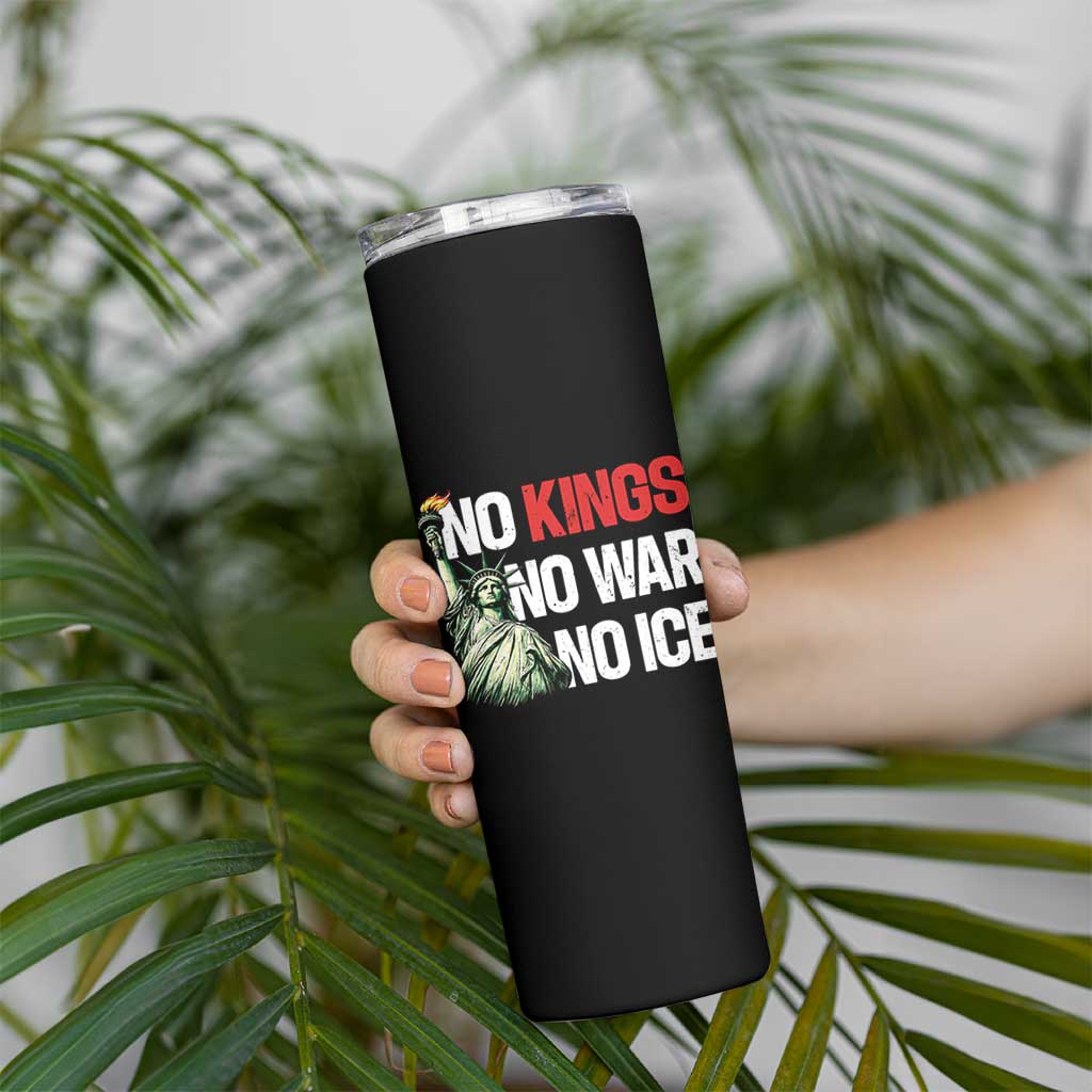 No Kings No Wars No Ice Statue of Liberty Skinny Tumbler American Flag Patriotic Protest Human Rights