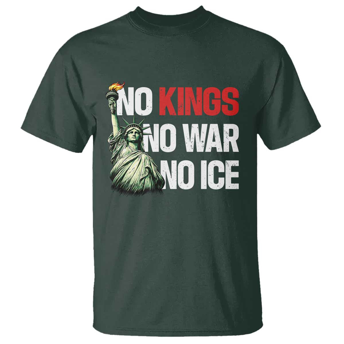No Kings No Wars No Ice Statue of Liberty T Shirt American Flag Patriotic Protest Human Rights