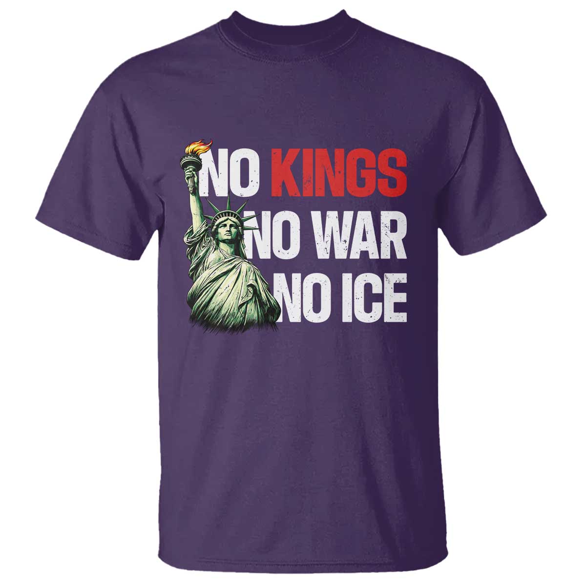 No Kings No Wars No Ice Statue of Liberty T Shirt American Flag Patriotic Protest Human Rights