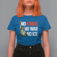 No Kings No Wars No Ice Statue of Liberty T Shirt For Women American Flag Patriotic Protest Human Rights