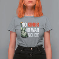 No Kings No Wars No Ice Statue of Liberty T Shirt For Women American Flag Patriotic Protest Human Rights