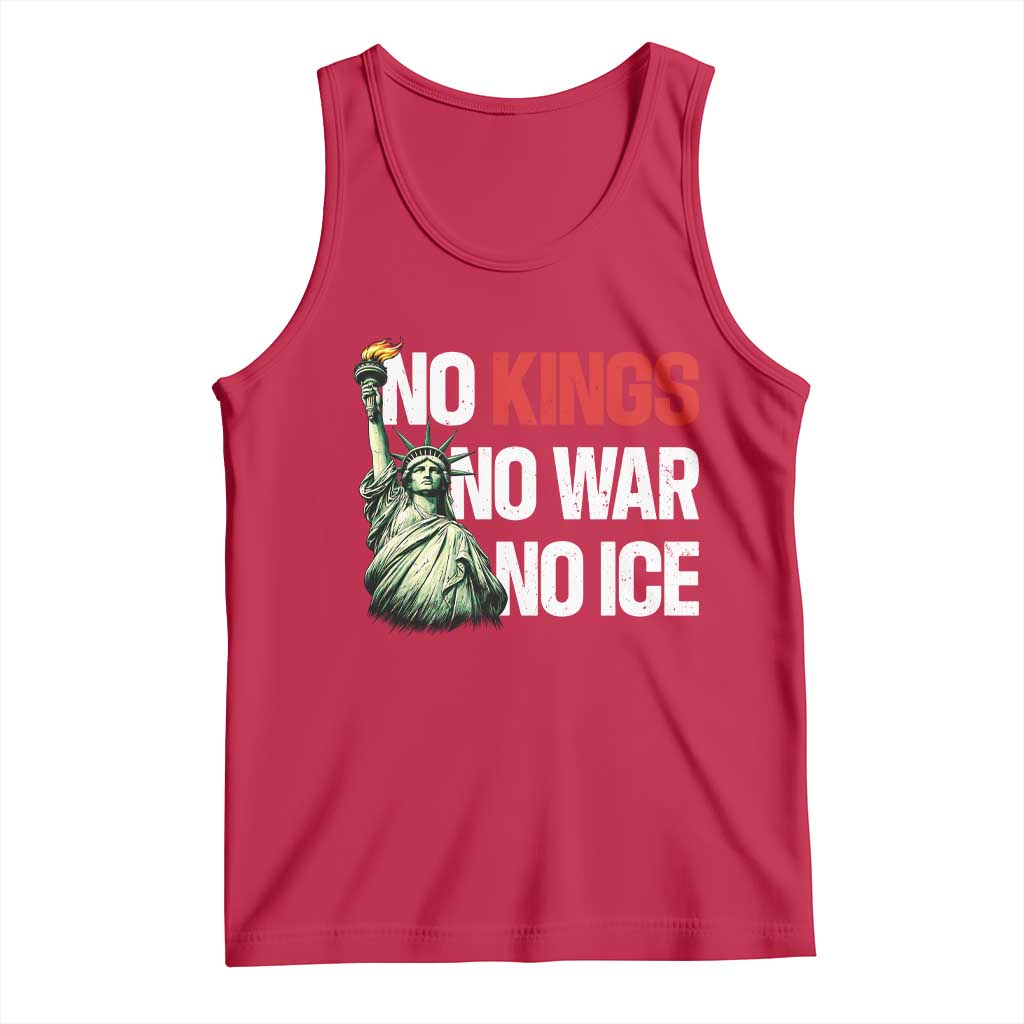 No Kings No Wars No Ice Statue of Liberty Tank Top American Flag Patriotic Protest Human Rights