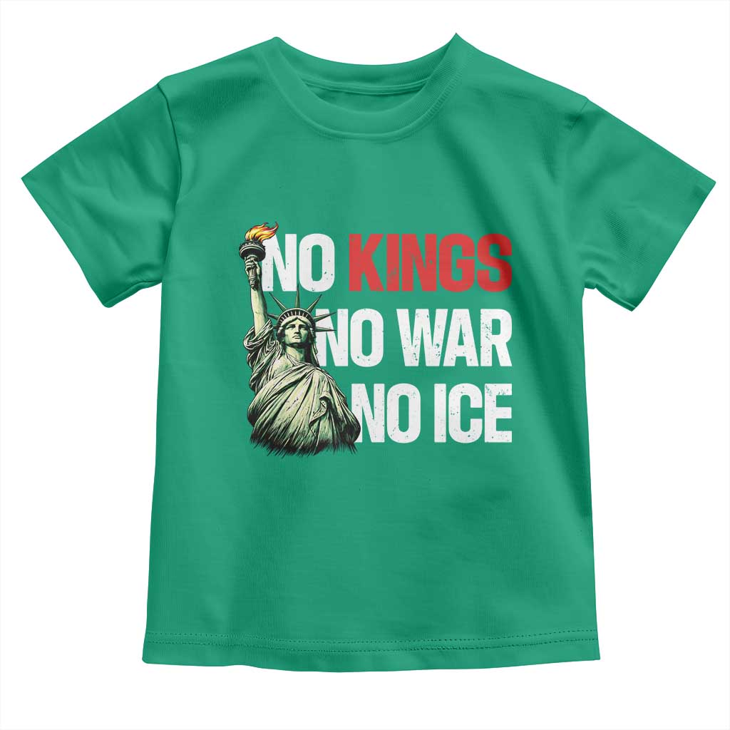 No Kings No Wars No Ice Statue of Liberty Toddler T Shirt American Flag Patriotic Protest Human Rights