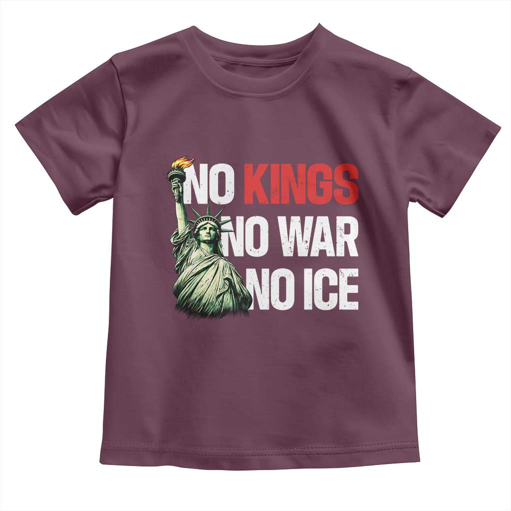 No Kings No Wars No Ice Statue of Liberty Toddler T Shirt American Flag Patriotic Protest Human Rights