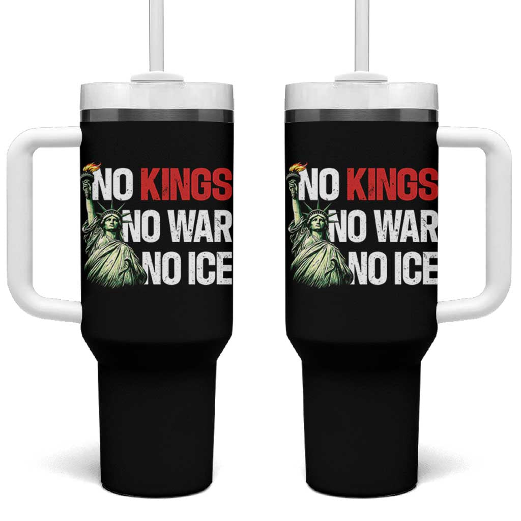 No Kings No Wars No Ice Statue of Liberty Tumbler With Handle American Flag Patriotic Protest Human Rights