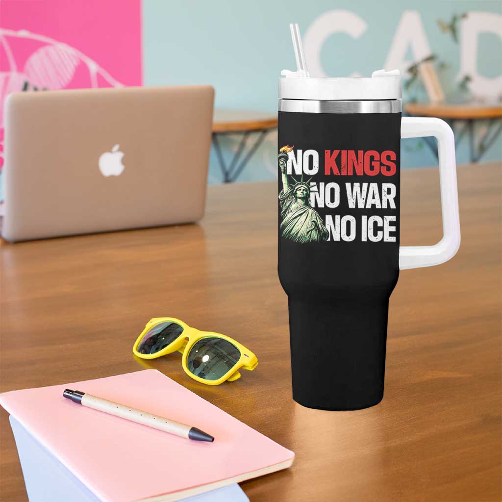 No Kings No Wars No Ice Statue of Liberty Tumbler With Handle American Flag Patriotic Protest Human Rights
