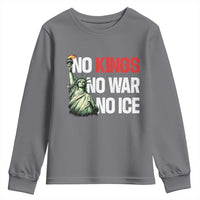 No Kings No Wars No Ice Statue of Liberty Youth Sweatshirt American Flag Patriotic Protest Human Rights