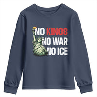 No Kings No Wars No Ice Statue of Liberty Youth Sweatshirt American Flag Patriotic Protest Human Rights