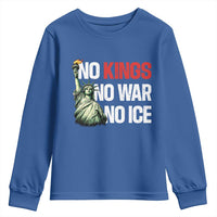 No Kings No Wars No Ice Statue of Liberty Youth Sweatshirt American Flag Patriotic Protest Human Rights