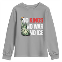 No Kings No Wars No Ice Statue of Liberty Youth Sweatshirt American Flag Patriotic Protest Human Rights