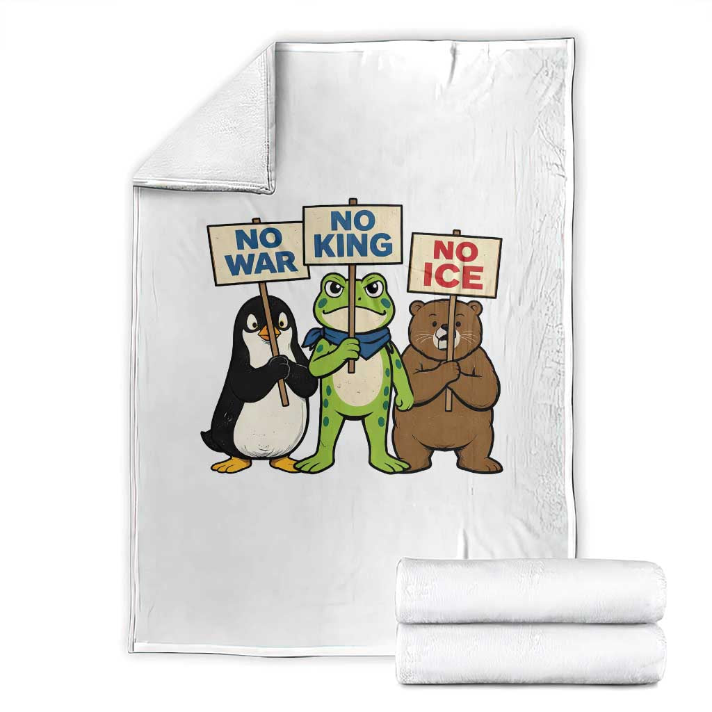 No Wars No Ice No Kings Animal Protest Throw Blanket Frog Penguin Bear Resist Human Rights Activist