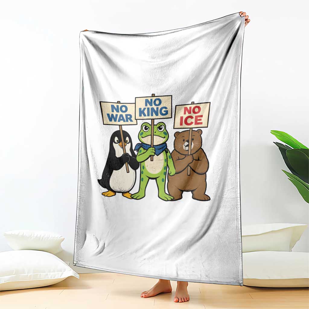 No Wars No Ice No Kings Animal Protest Throw Blanket Frog Penguin Bear Resist Human Rights Activist