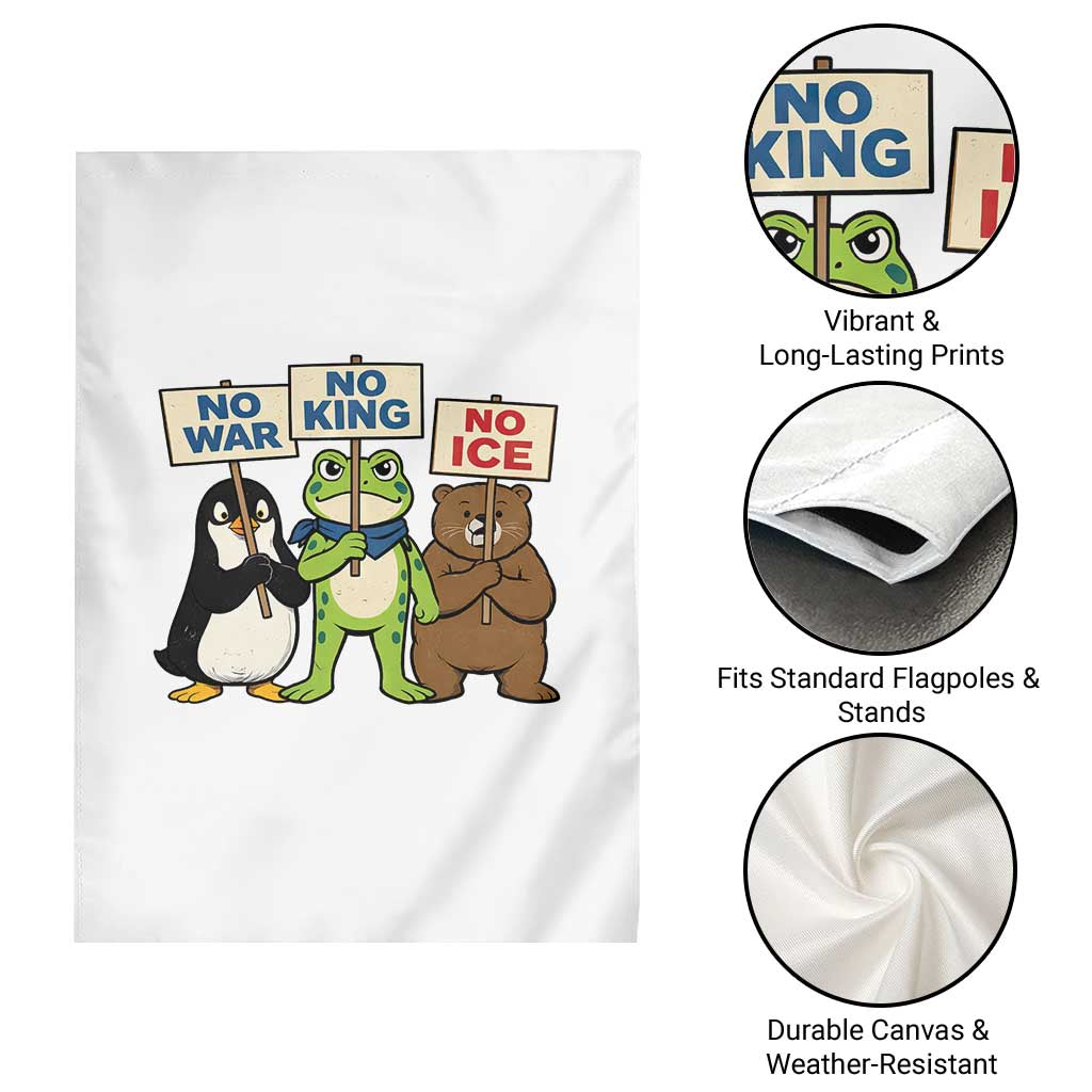 No Wars No Ice No Kings Animal Protest Garden Flag Frog Penguin Bear Resist Human Rights Activist