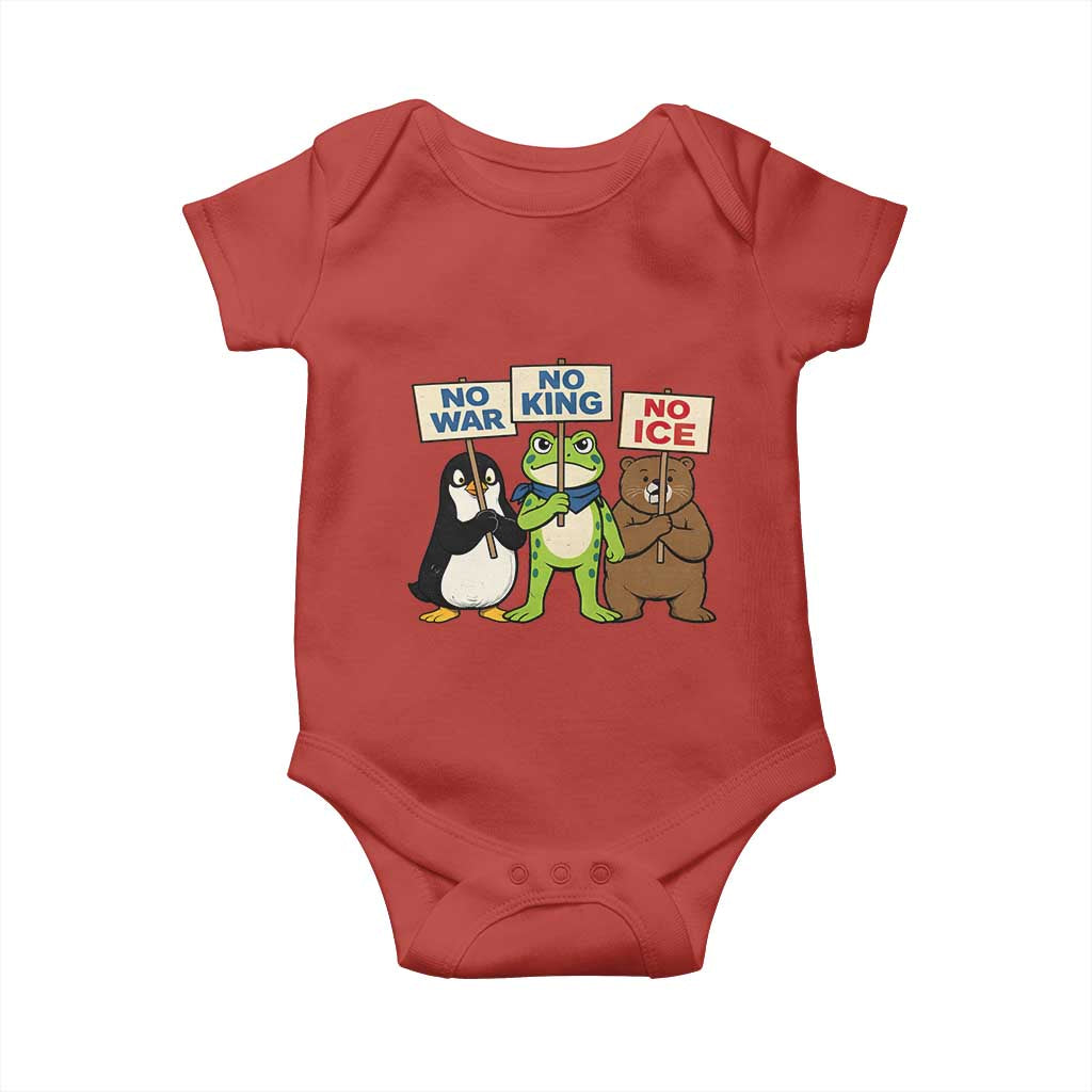 No Wars No Ice No Kings Animal Protest Baby Onesie Frog Penguin Bear Resist Human Rights Activist