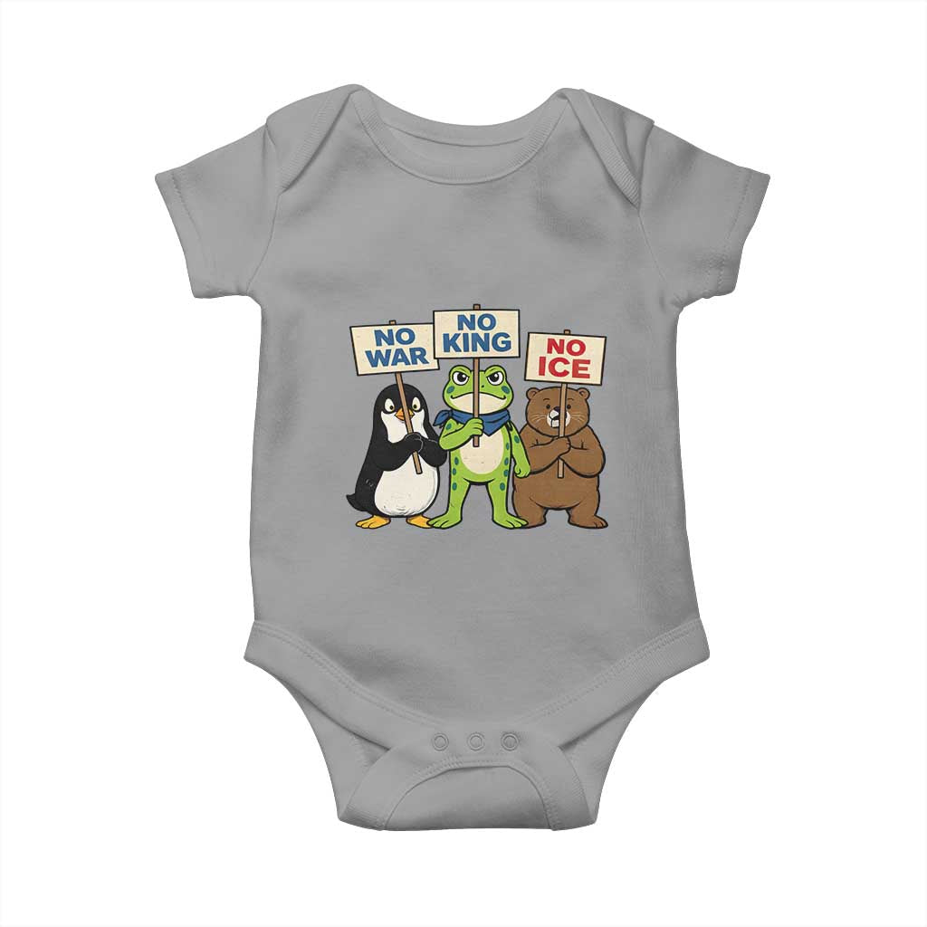 No Wars No Ice No Kings Animal Protest Baby Onesie Frog Penguin Bear Resist Human Rights Activist