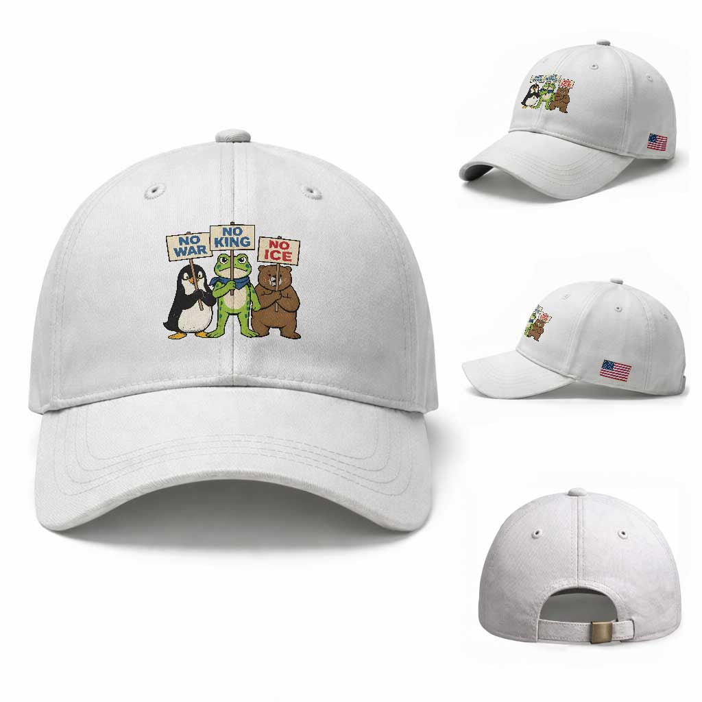 No Wars No Ice No Kings Animal Protest Baseball Cap Frog Penguin Bear Resist Human Rights Activist