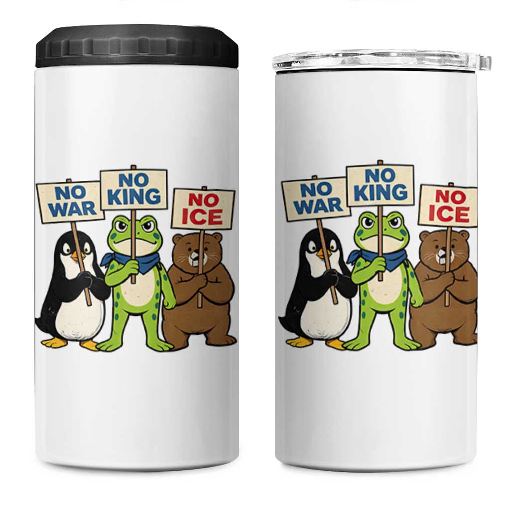No Wars No Ice No Kings Animal Protest 4 in 1 Can Cooler Tumbler Frog Penguin Bear Resist Human Rights Activist