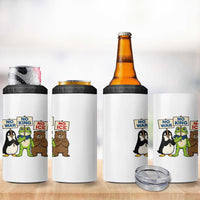 No Wars No Ice No Kings Animal Protest 4 in 1 Can Cooler Tumbler Frog Penguin Bear Resist Human Rights Activist